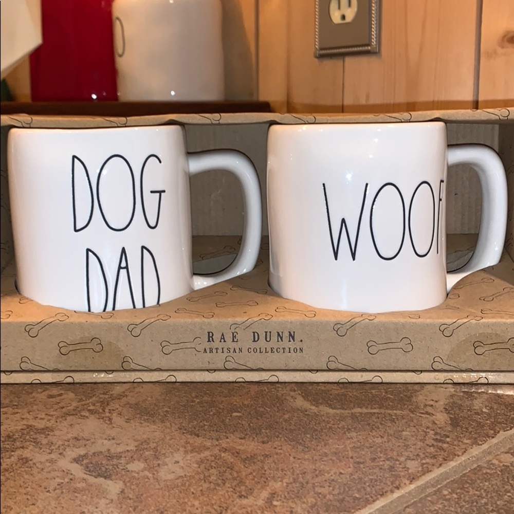 Rae Dunn “Dad Dog” & “Woof” Mugs-Set of 2
